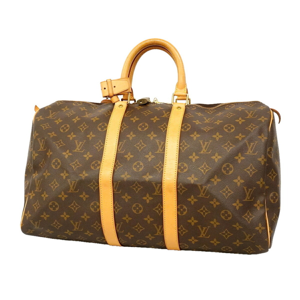 LOUIS VUITTON Authentic Brown Monogram Keepall 45 Boston Bag